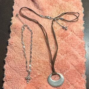 American Eagle Outfitters Silver Tone Pendant Necklace with silver tone Anklet